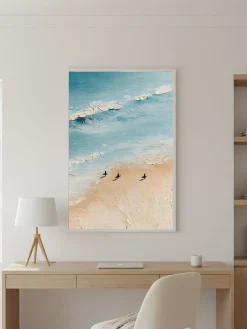 Handgemaltes Gemälde 'Surfstrand-Trio' | Echtheitszertifikat inklusive