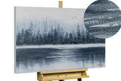 Handgemaltes Gemälde 'Tannen im Nebel' 100x75cm | inkl. Echtheitszertifikat
