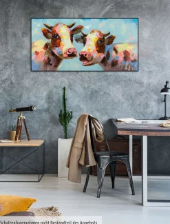 Handgemaltes Gemälde 'Tierischer Klatsch' 120x60cm | inkl. Echtheitszertifikat