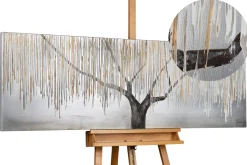 Handgemaltes Gemälde 'Trauerweide im Nebel' 150x50cm | inkl. Echtheitszertifikat