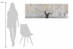 Handgemaltes Gemälde 'Trauerweide im Nebel' 150x50cm | inkl. Echtheitszertifikat