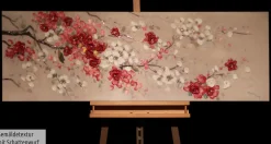 Handgemaltes Gemälde 'Unvergängliche Blüten' 150x50cm | inkl. Echtheitszertifikat