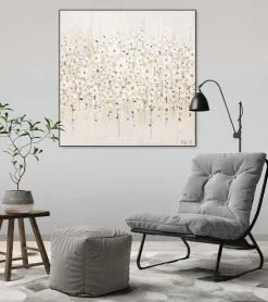 Handgemaltes Gemälde 'Versammlung der Blumen' 80x80cm | inkl. Echtheitszertifikat