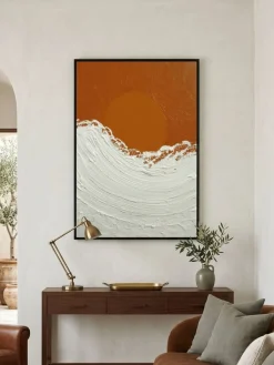 Handgemaltes Gemälde 'Warme Orange Welle' | Echtheitszertifikat inklusive
