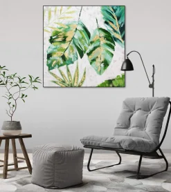 Handgemaltes Gemälde 'Wehende Blätter' 90x90cm | inkl. Echtheitszertifikat