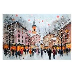 Handgemaltes Gemälde 'Weihnachtsmarkt' | Echtheitszertifikat inklusive