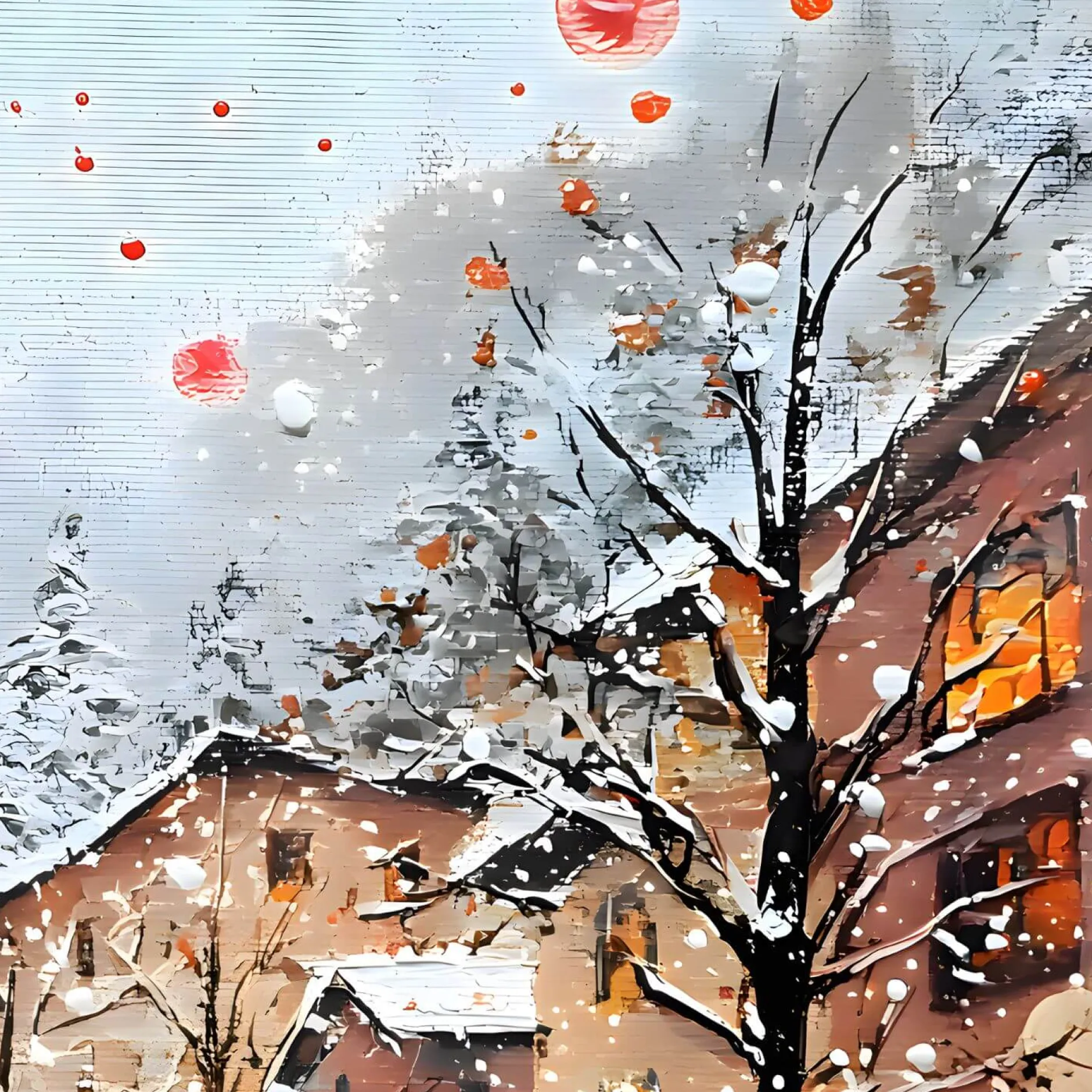 Handgemaltes Gemälde 'Weihnachtsmarkt' | Echtheitszertifikat inklusive