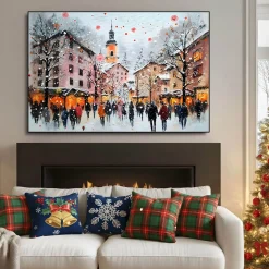 Handgemaltes Gemälde 'Weihnachtsmarkt' | Echtheitszertifikat inklusive