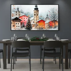 Handgemaltes Gemälde 'Winterlicher Uhrturm' | Echtheitszertifikat inklusive