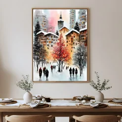 Handgemaltes Gemälde 'Winterspaziergang' | Echtheitszertifikat inklusive