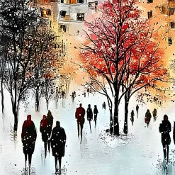 Handgemaltes Gemälde 'Winterspaziergang' | Echtheitszertifikat inklusive