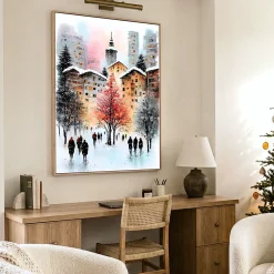 Handgemaltes Gemälde 'Winterspaziergang' | Echtheitszertifikat inklusive