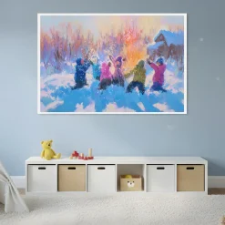 Handgemaltes Gemälde 'Winterspielzeit' | Echtheitszertifikat inklusive