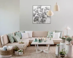 Handgemaltes Gemälde 'Zarte Blätter' 80x80cm | inkl. Echtheitszertifikat