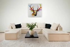Handgemaltes Gemälde 'Zum bunten Hirschen' 80x80cm | inkl. Echtheitszertifikat