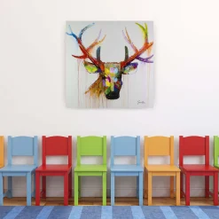 Handgemaltes Gemälde 'Zum bunten Hirschen' 80x80cm | inkl. Echtheitszertifikat