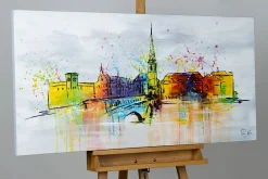 Handgemaltes Gemälde ' Zurich Skyline Silhouette' 120x60cm | inkl. Echtheitszertifikat