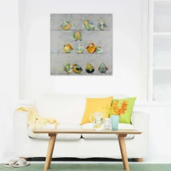 Handgemaltes Gemälde 'Zwitschern im Morgentau' 80x80cm | inkl. Echtheitszertifikat