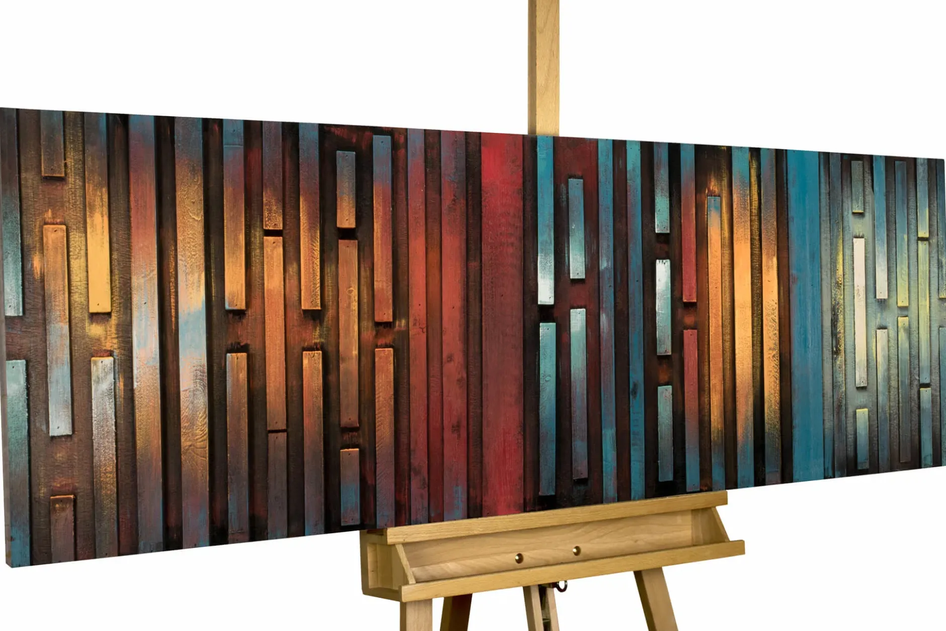 Holzbild 3D 'Nachtschimmer' 144x44x6cm
