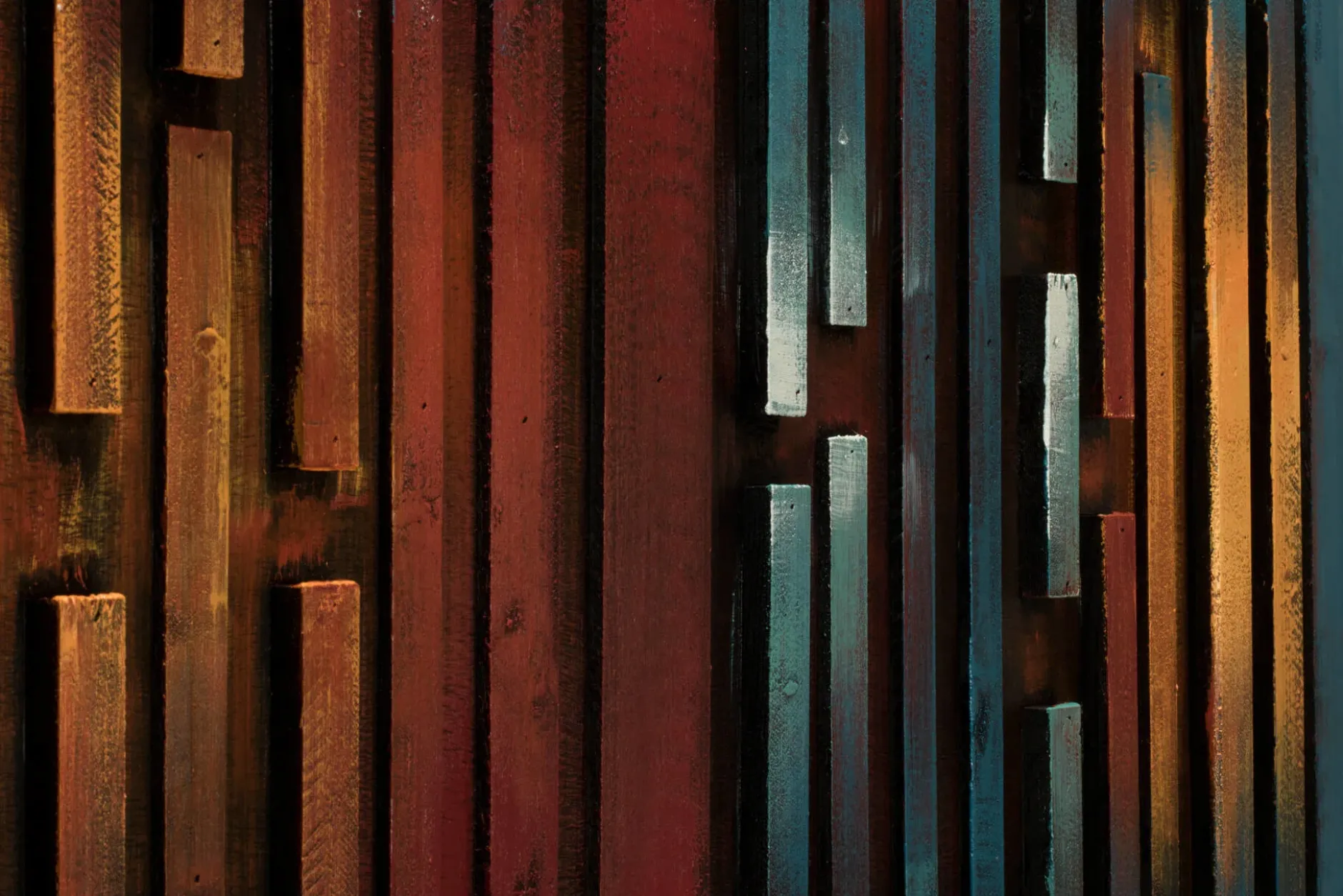 Holzbild 3D 'Nachtschimmer' 144x44x6cm