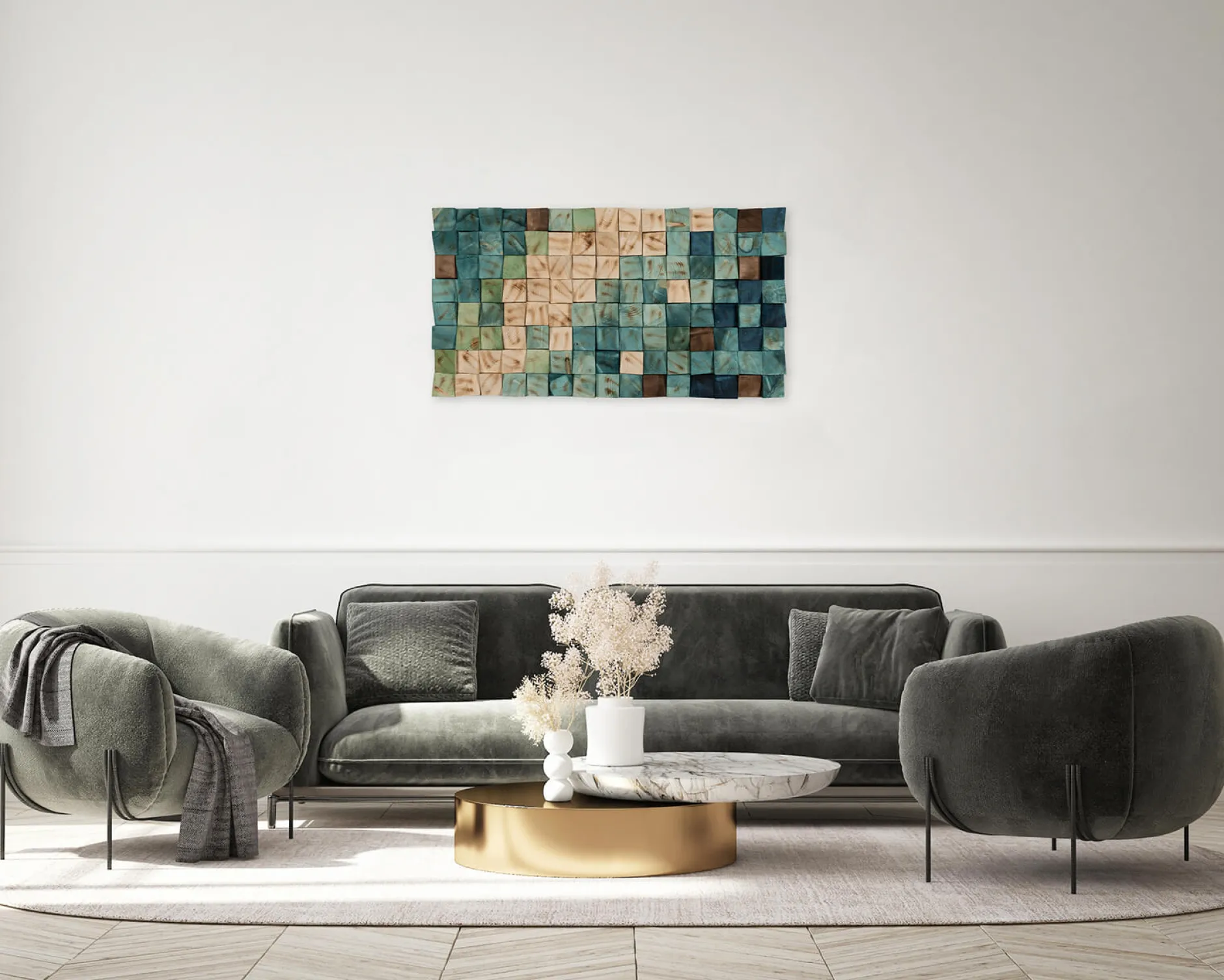 Holzbild 3D 'Oceanic Colours' 98x55x6,5cm
