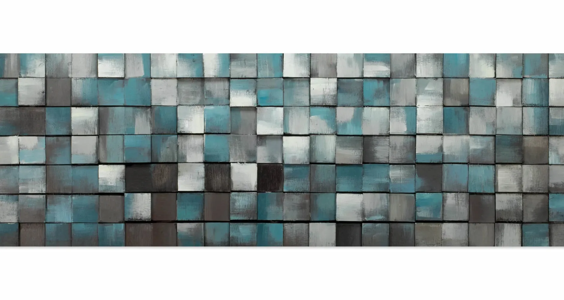 Holzbild 3D 'Ruhe des Blauen' 144x44x7cm
