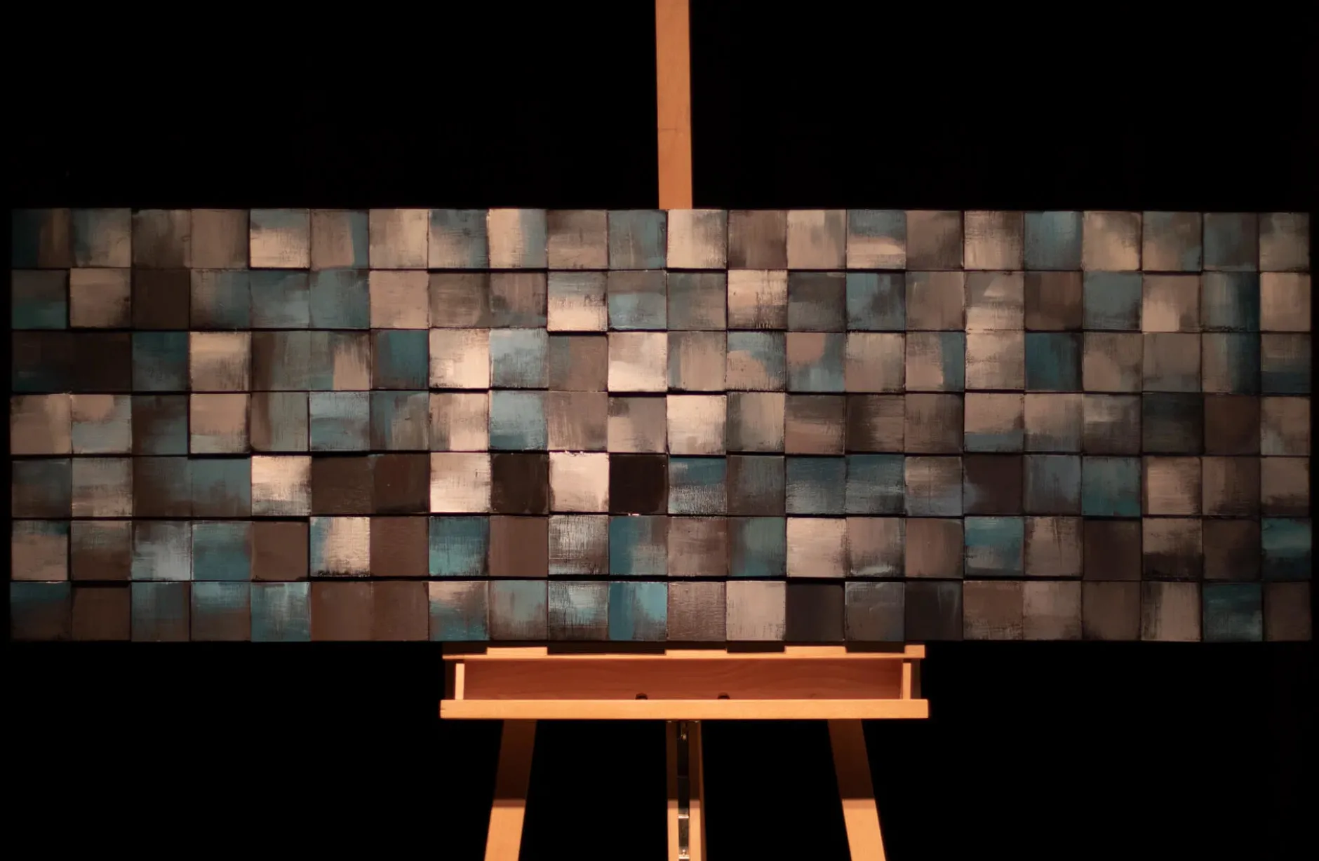 Holzbild 3D 'Ruhe des Blauen' 144x44x7cm