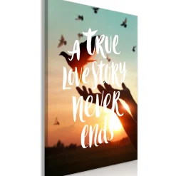 Kunstdruck auf Leinwand 'A True Love Story Never Ends Vertical'