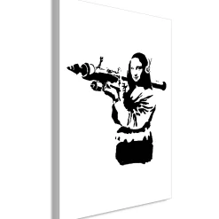 Kunstdruck auf Leinwand 'Banksy Mona Lisa with Rocket Launcher Vertical'