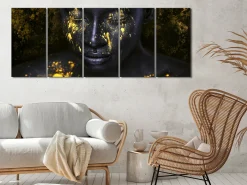 Kunstdruck auf Leinwand 'Bathed in Gold (5-teilig) Narrow'