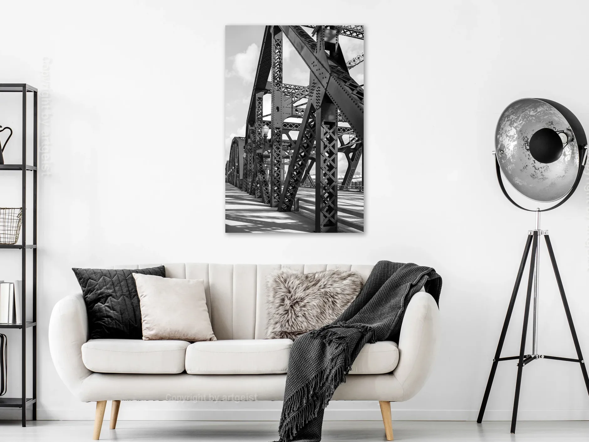 Kunstdruck auf Leinwand 'Bridge at Morning Vertical'