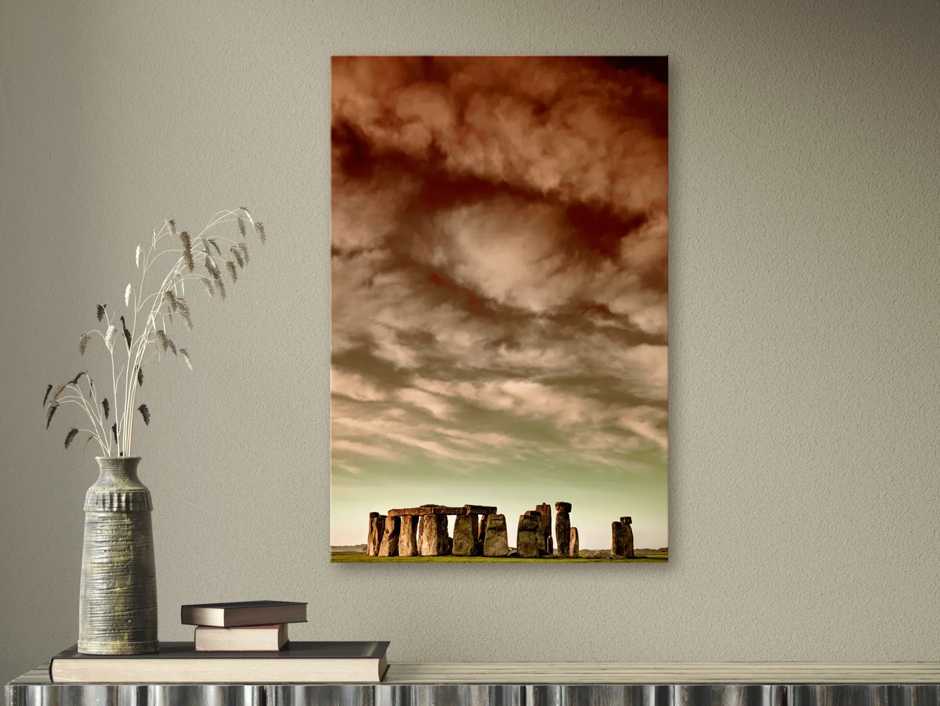 Kunstdruck auf Leinwand 'Clouds Over Stonehenge Vertical'