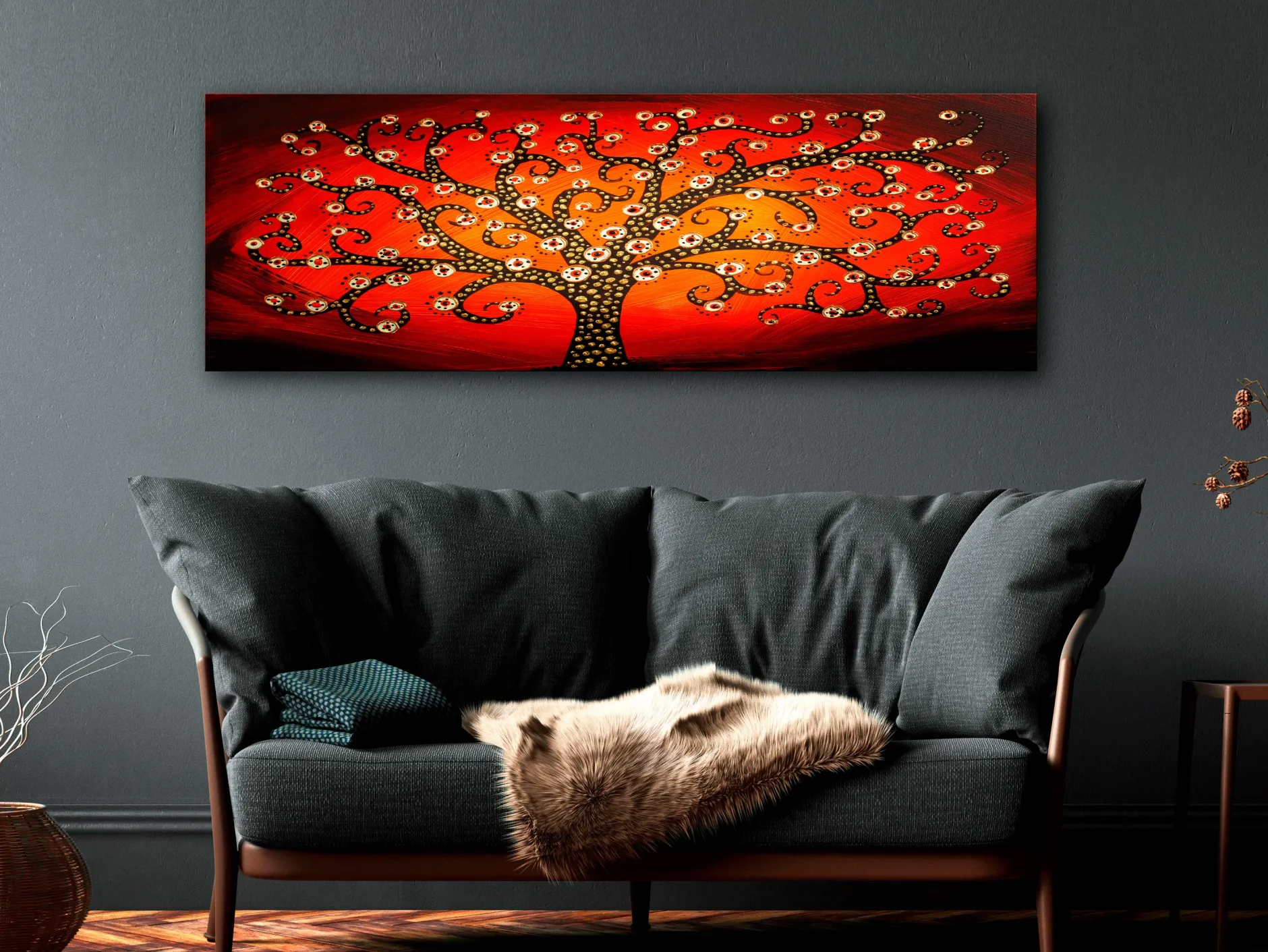 Kunstdruck auf Leinwand 'Fiery Tree Narrow'