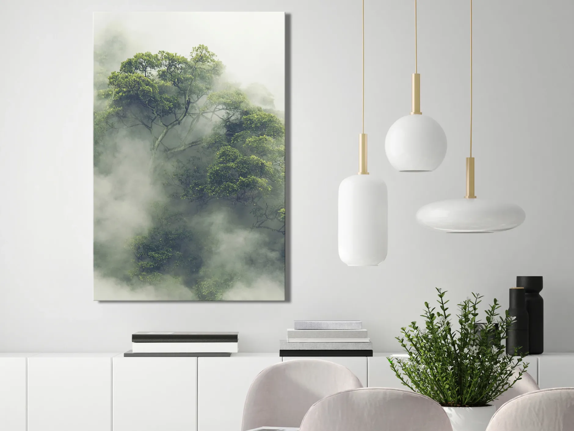 Kunstdruck auf Leinwand 'Foggy Amazon Vertical'