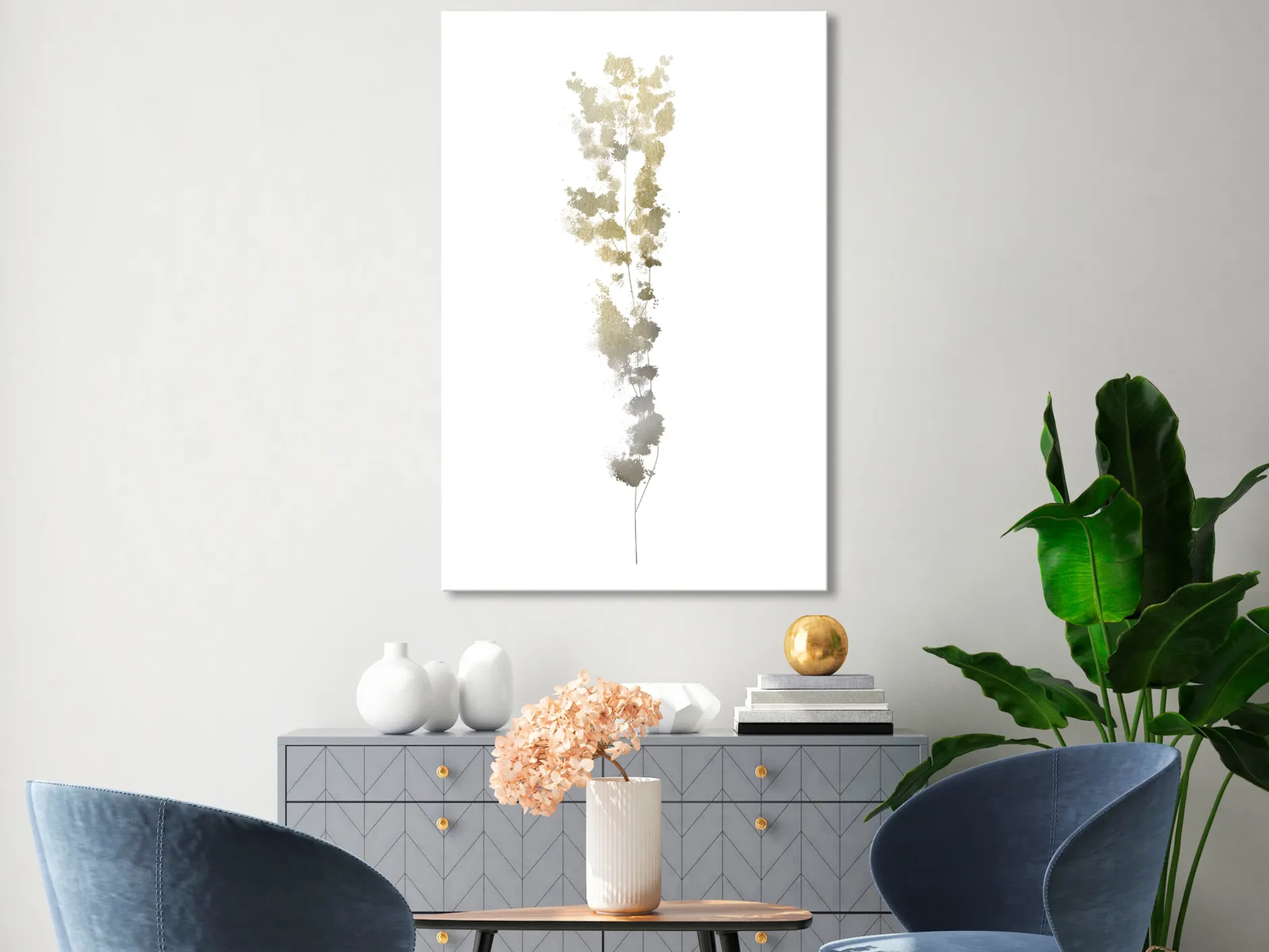 Kunstdruck auf Leinwand 'Golden Branch Vertical'