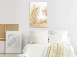 Kunstdruck auf Leinwand 'Golden Palm Leaves Vertical'