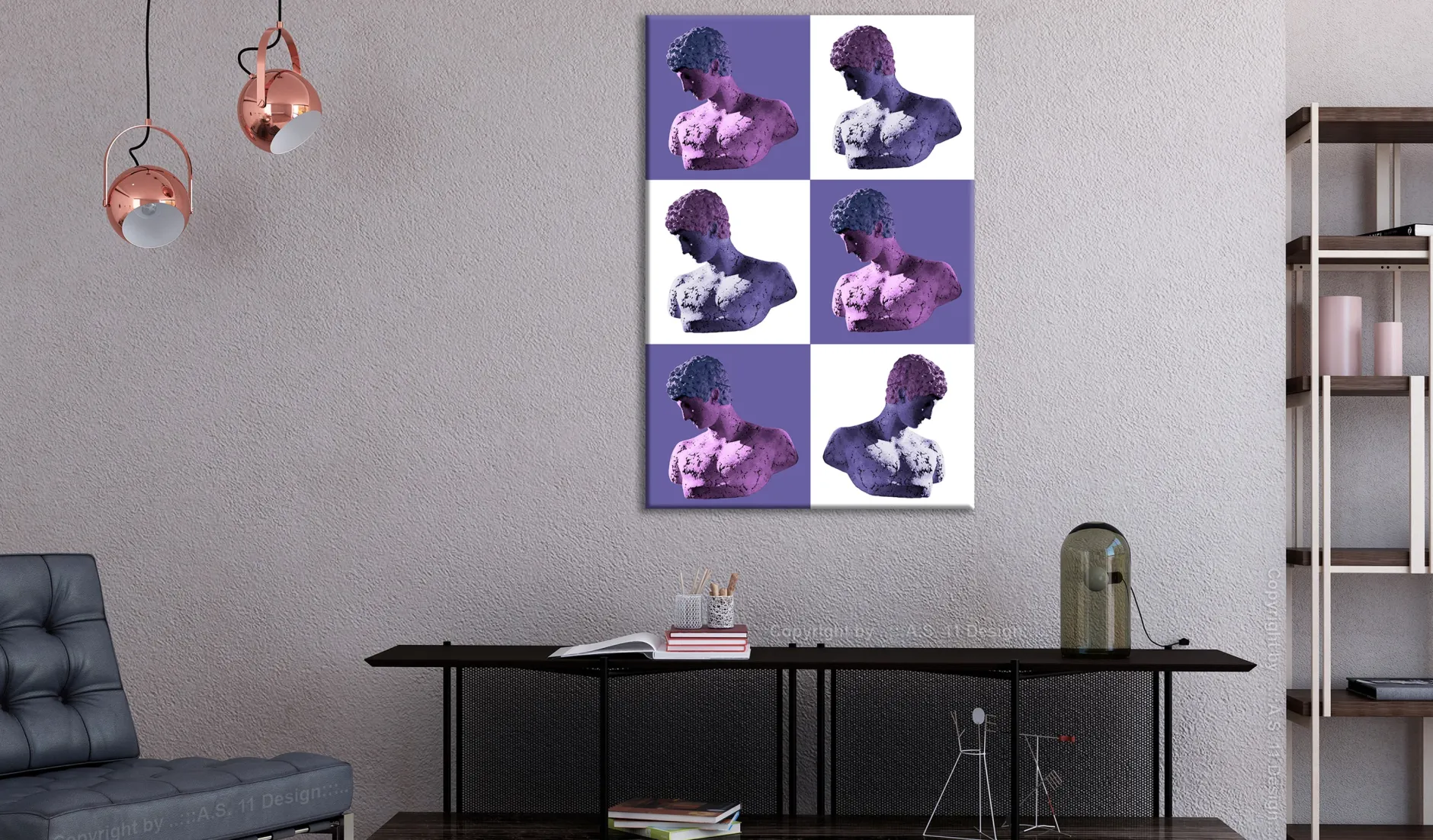 Kunstdruck auf Leinwand 'Greek Chessboard Vertical'