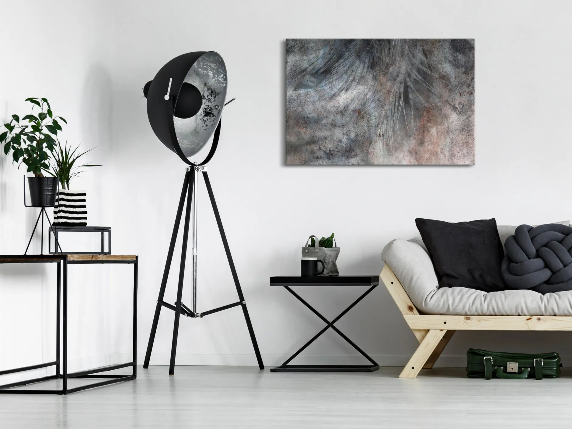 Kunstdruck auf Leinwand 'Grey Feather Wide'
