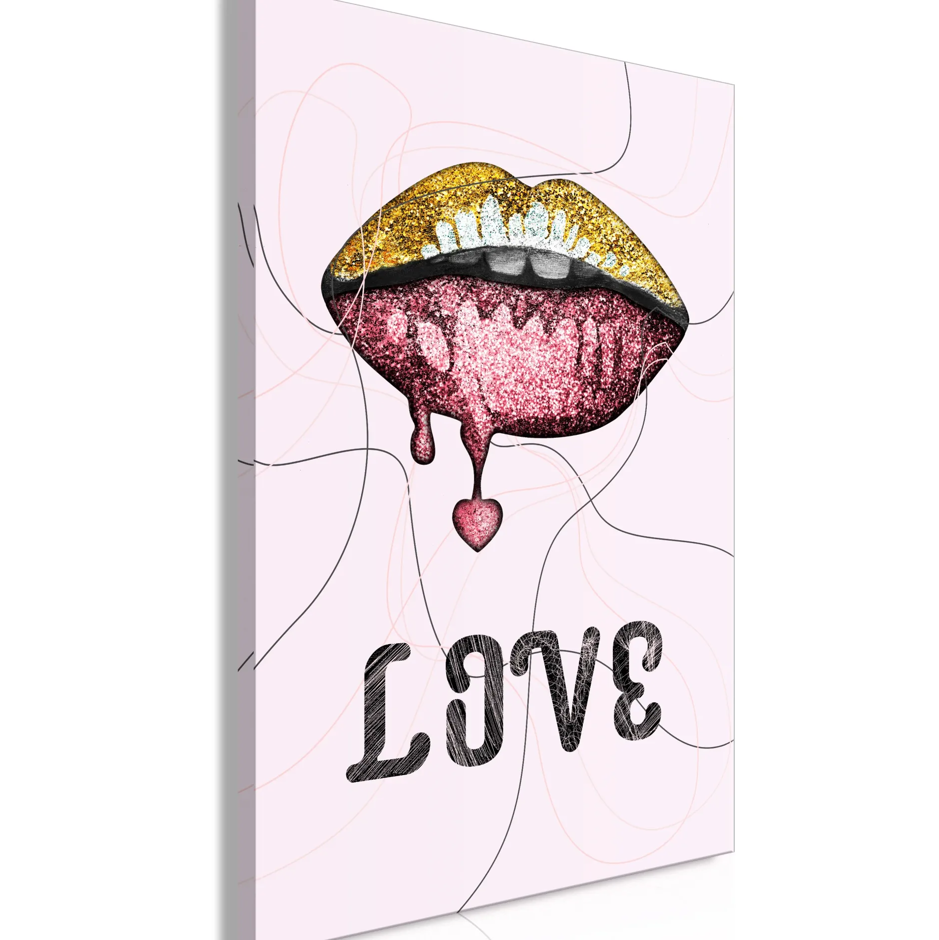 Kunstdruck auf Leinwand 'Liquid Lips Vertical'