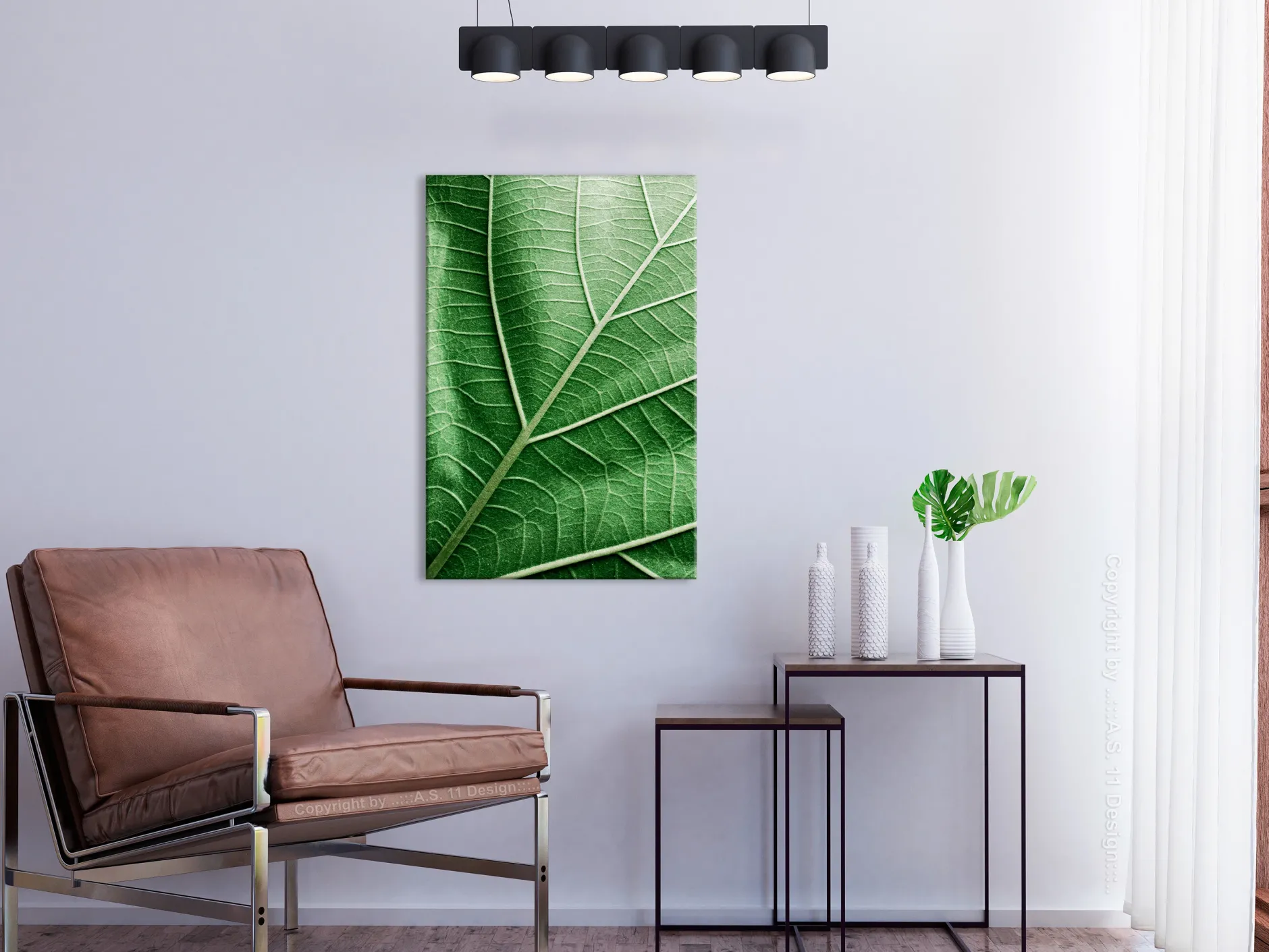 Kunstdruck auf Leinwand 'Malachite Leaf Vertical'
