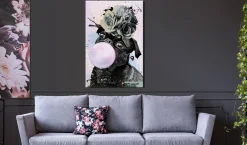 Kunstdruck auf Leinwand 'Pug With Bubble Gum Vertical'