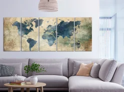 Kunstdruck auf Leinwand 'Retro Map (5-teilig) Narrow'