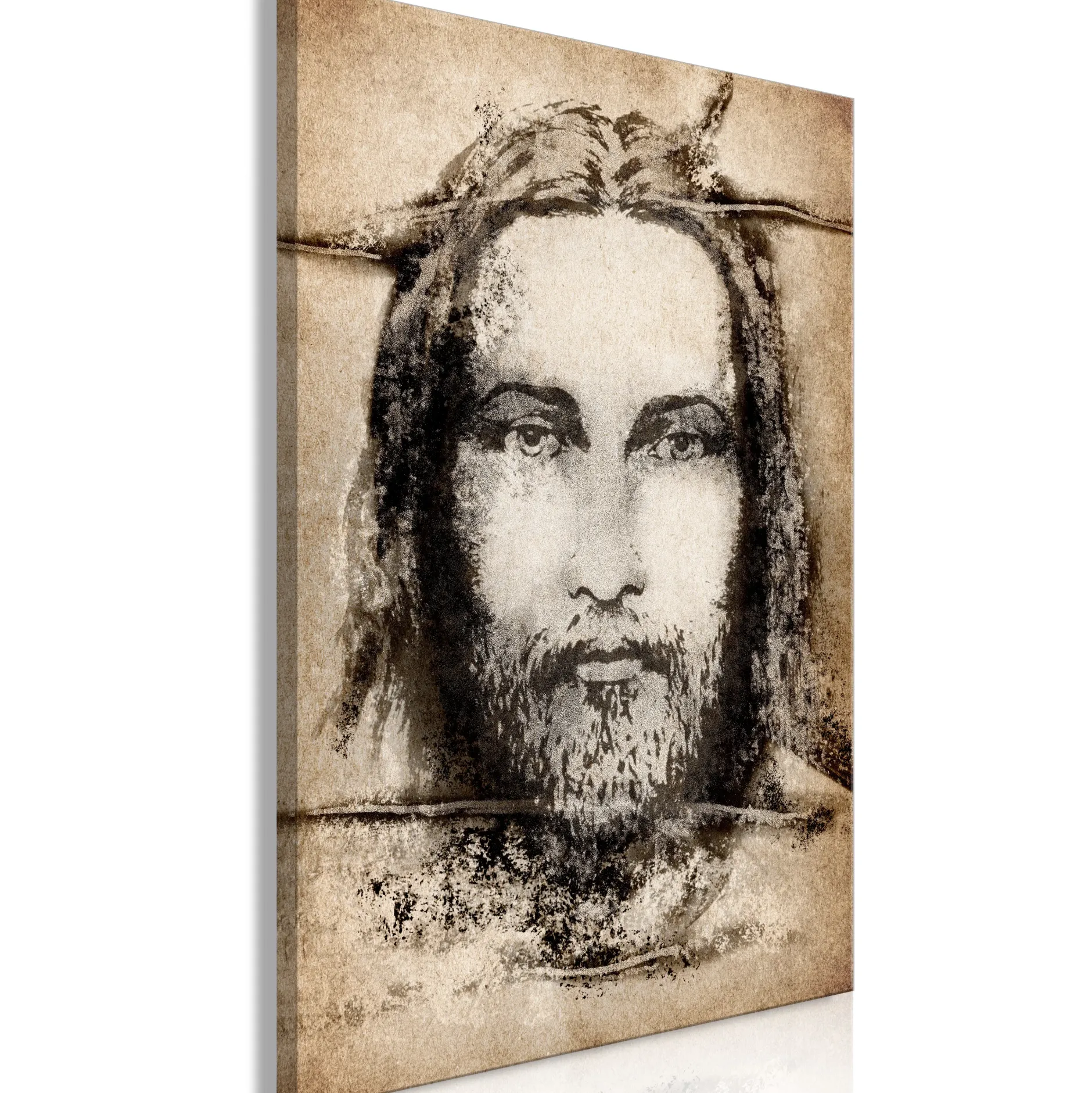 Kunstdruck auf Leinwand 'Shroud of Turin in Sepia Vertical'