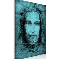 Kunstdruck auf Leinwand 'Shroud of Turin in Turqoise Vertical'