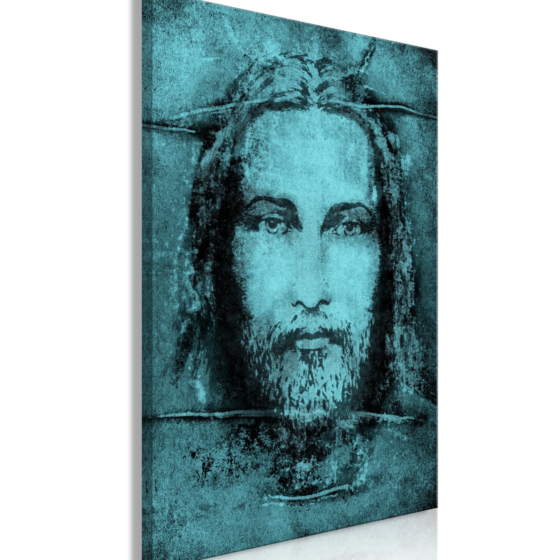 Kunstdruck auf Leinwand 'Shroud of Turin in Turqoise Vertical'