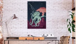 Kunstdruck auf Leinwand 'Space Octopus Vertical'