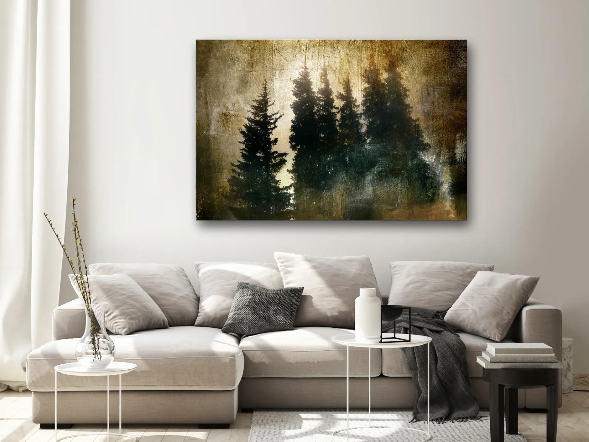 Kunstdruck auf Leinwand 'Stately Spruces Wide'
