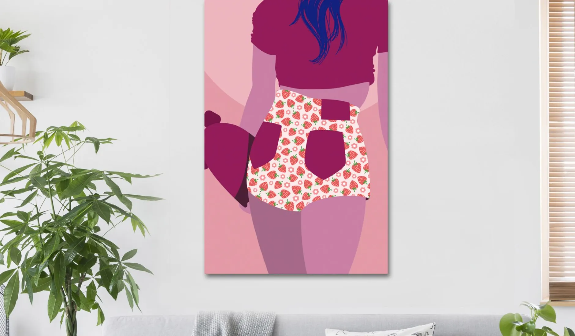 Kunstdruck auf Leinwand 'Strawberries Shorts Vertical'