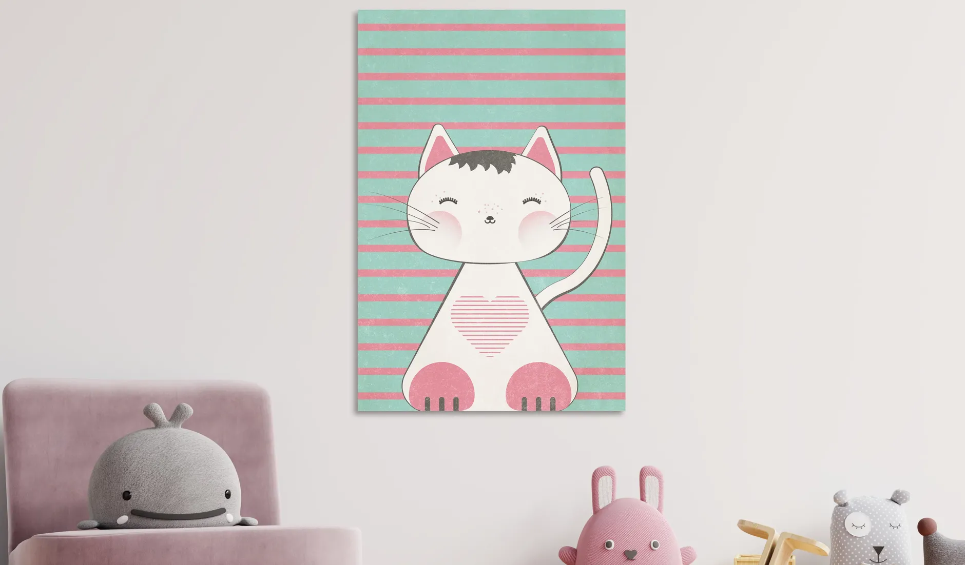 Kunstdruck auf Leinwand 'Striped Kitten Vertical'