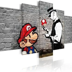 Kunstdruck auf Leinwand 'Super Mario Mushroom Cop (Banksy)'